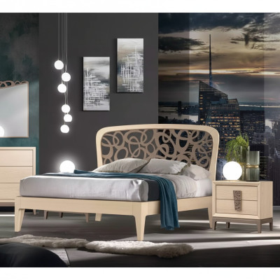 Schlafzimmer Set Bett 2x Nachttische Design Möbel neu 3tlg Modern Holz