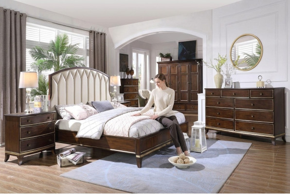 Bett 2x Nachttische Kommode Schlafzimmer Set Design Luxus neu 4tlg
