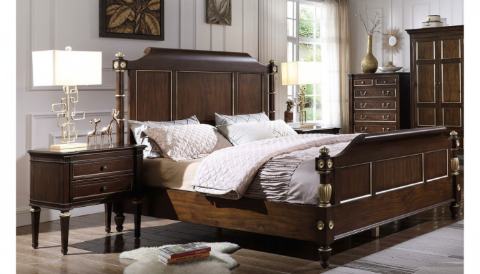 Schlafzimmer Set Bett 2x Nachttische Luxus neu 3tlg Design Modern Holz