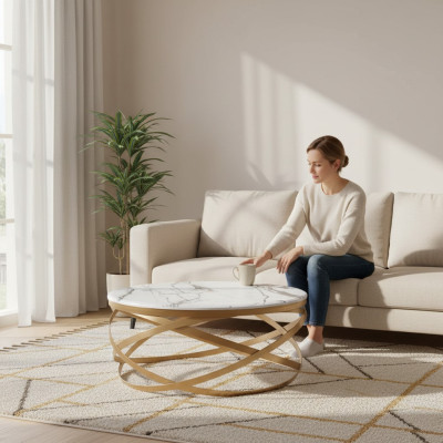 Couchtisch Möbel Tisch Luxus Gold Modern Wohnzimmer Design Edelstahl