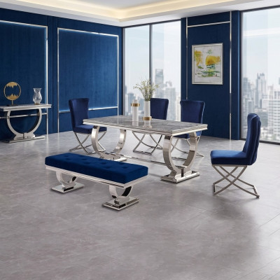 Designer Rechteckiger Esstisch Esszimmer Möbel Luxus Edelstahltische