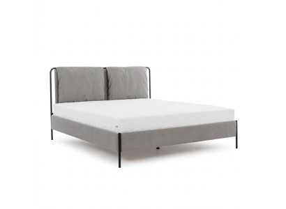 Modernes Schlafzimmer Bett Graues Doppelbett Metallgestell Textilbetten
