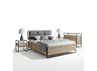 Modernes Schlafzimmer Set Bett Kleiderschrank Holz Kommode 5tlg Garnitur
