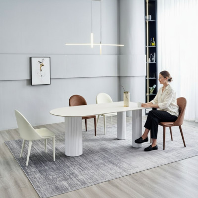 Weiße Esszimmergarnitur Designer Esstisch 6x Polsterstühle Luxus Set