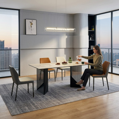 Moderne Esszimmer Möbel Designer Essgruppe 4x Polsterstühle Esstisch