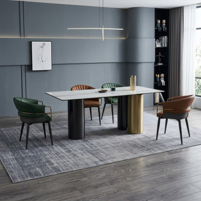 Esszimmergruppe Designer Garnitur Esstisch 4x Kunstleder Stühle 5tlg