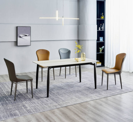 Essgruppe Moderner Esstisch Designer 6x Textilstühle Einsitzer Tische