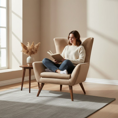 Wohnzimmer Sessel beige Design Couch Luxus Neu Relax Lounge Polster