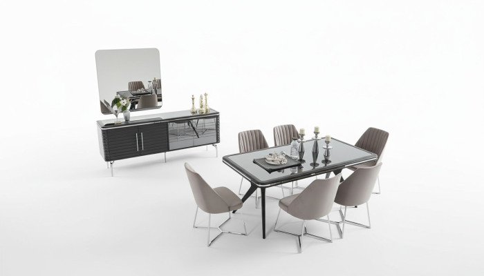 Komplette Esszimmer Möbel Designer Sideboard Luxus Esstisch 4x Stühle