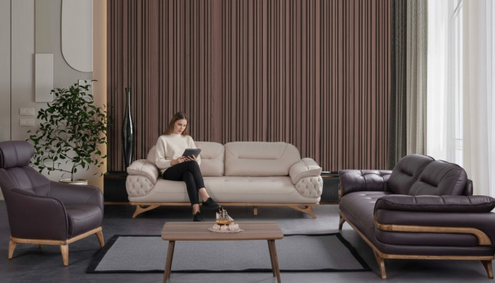 Wohnzimmer Möbel Designer Sofagarnitur Dreisitzer Sessel Sitzgruppe Neu