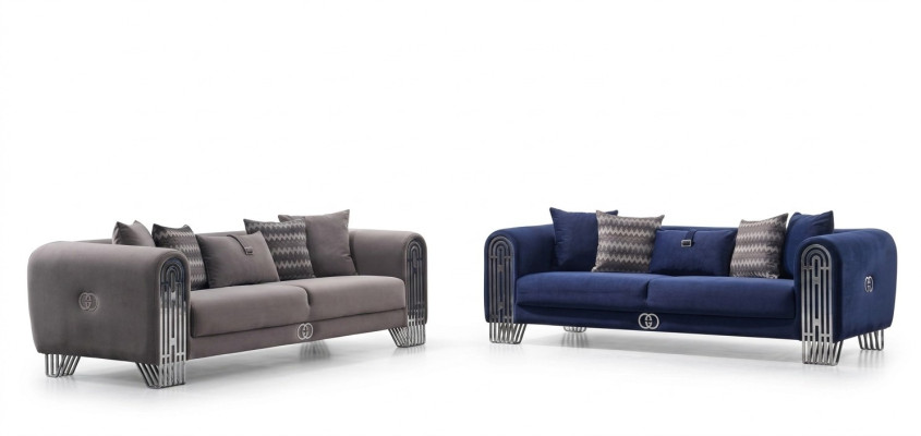 Komplett Set 2 tlg Luxus Möbel Polster Stoff Sofagarnitur 3+3 Sitzer Neu