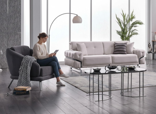 Wohnzimmer Sofagarnitur Dreisitzer Sessel Luxus Couch Set 3+1 Sitzer