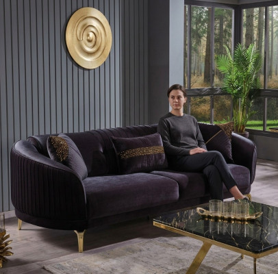 Dreisitzer Sofa Moderne Wohnzimmer Couch Schwarz Designer Polstersofas