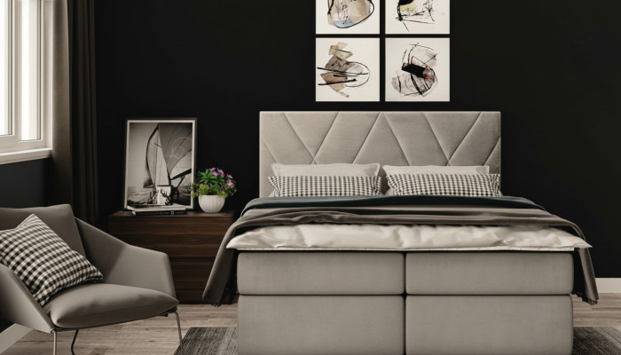 Luxus Schlafzimmer Bett Polster Stoff Design Doppelbett Möbel Boxspringbett