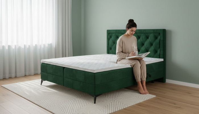Luxus Polsterbett Boxspringbett Doppelbett Polster Stoff Design Bett Möbel