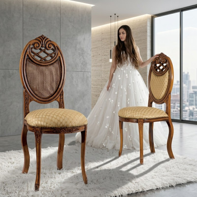Stuhl Möbel Design Polsterstuhl Esszimmerstuhl Klassisch Holz Bänke