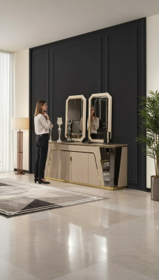 Luxus Anrichte Esszimmer Sideboard Modern Design Kommode Spiegel Neu Möbel
