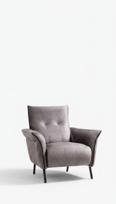 Designer Sessel Wohnzimmer Möbel Modern Luxus Sessel Grau Polster Textil