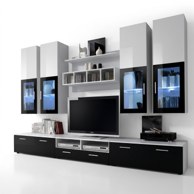 Modern Design Wohnwand Holz Wand Regale Komplett TV-Ständer Einrichtung