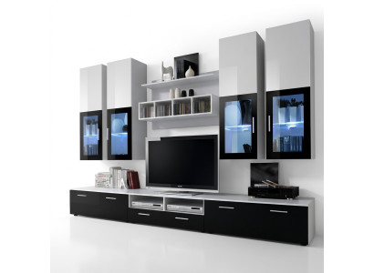 Modern Design Wohnwand Holz Wand Regale Komplett TV-Ständer Einrichtung