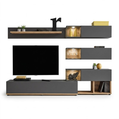Luxus Wohnwand Wandregal Regal Wohnzimmer TV-Ständer Modern Holz Designer