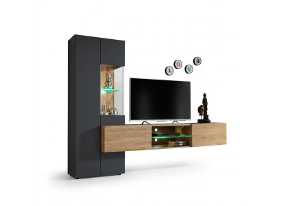 Grau Komplett Wohnwand Luxus Designer Regal Wohnzimmer Neu Einrichtung