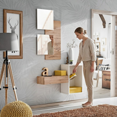 Flur Garderobe Möbel Moderne Design Wand Einrichtung Holz neu Diele