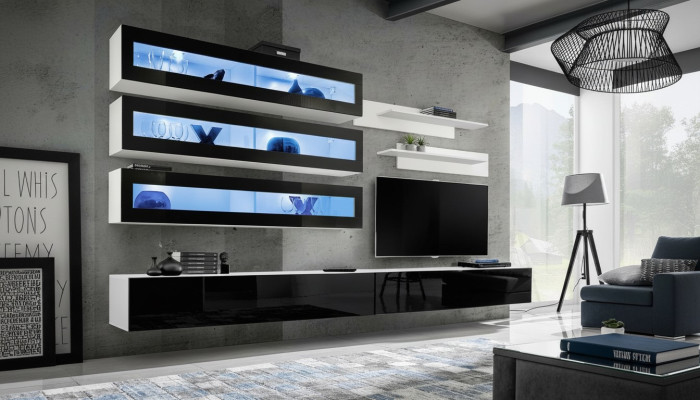 Weiß Luxus Wohnzimmer Wohnwand Möbel 3x Wandschrank TV-Ständer