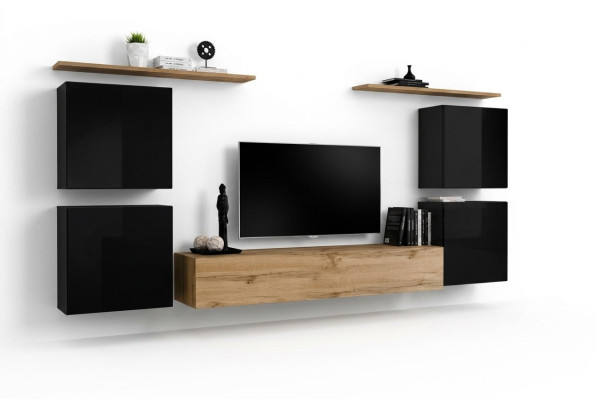 Wohnwand Schrank Wandregal Holz Wohnzimmer Möbel TV Ständer Design Sideboard