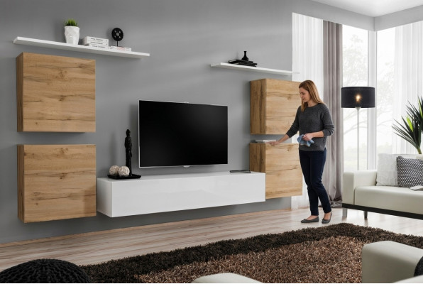 Luxus Wohnzimmer rtv Wohnwand Wandschrank Regal tv Holz Wand Regale Neu