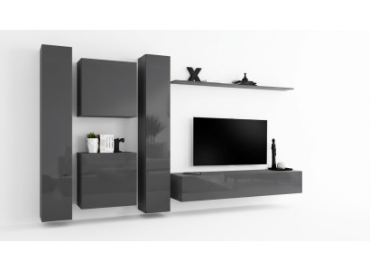 Designer Wohnwand Grau Luxus Wohnzimmermöbel Komplette Sideboard Möbel