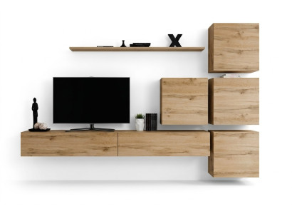 Garnitur Braun Set 7tlg TV-Ständer Komplett Wohnwand Wand Regal Modern Design