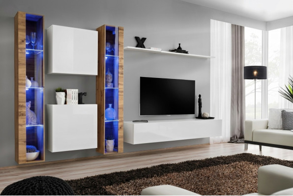 Weiß TV-Ständer Wohnwand Wandschrank Design Wohnzimmermöbel Luxus Sideboard