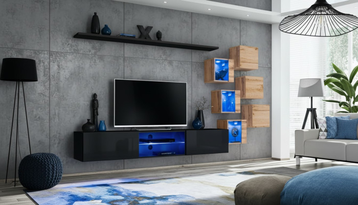 Holzmöbel Modern Wohnwand Designer Wohnzimmermöbel TV-Ständer Wandschrank