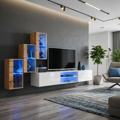 3x Wandschrank Wohnzimmermöbel Wohnwand 210 cm Einrichtung Luxus TV-Ständer
