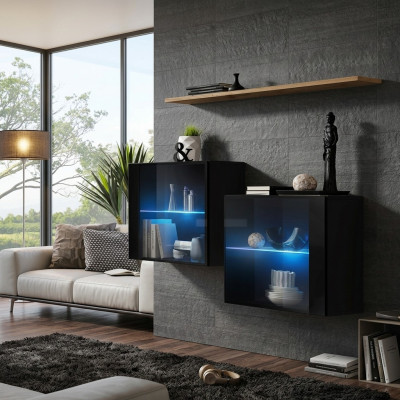 Designer Möbel Schwarz Luxus Wandschrank Wohnzimmermöbel Wand Regal