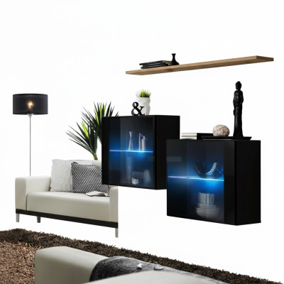 Designer Möbel Schwarz Luxus Wandschrank Wohnzimmermöbel Wand Regal