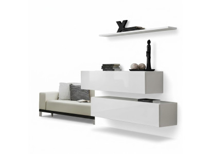 Garnitur Weiß Set 3tlg Komplett Wandschrank Wohnwand Wand Regal Modern Design