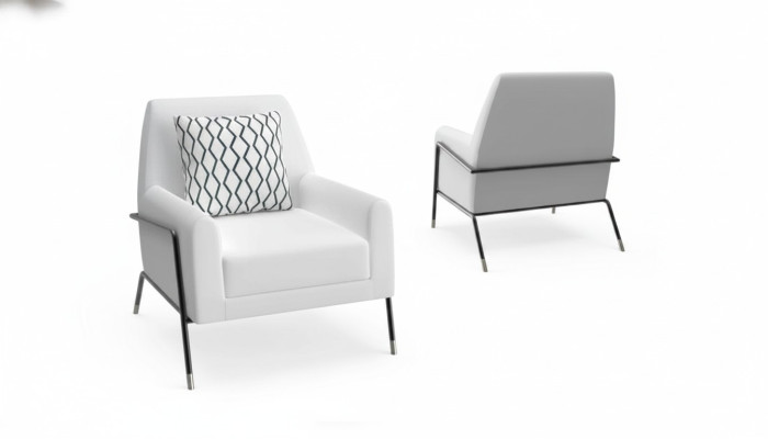 Designer Sessel Wohnzimmer Möbel Einrichtung weiß Textil Fernsehsessel Lounge