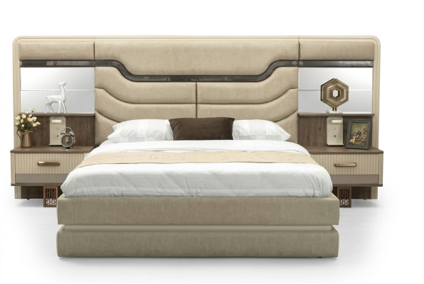 Möbel Betten Luxus Bett 2x Nachttische 3 tlg. Schlafzimmer Set Design