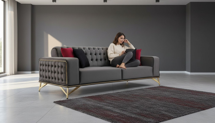 Designer Sofa 3 Sitzer Chesterfield Couch Polster Sofas Design Braun