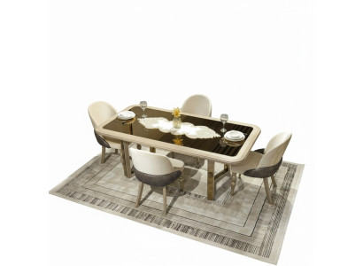 Esszimmer Set Esstisch 6x Stühle luxuriös Tisch Set beige Essgruppe