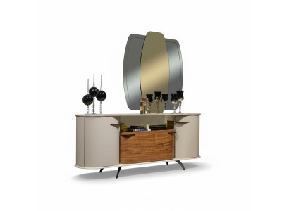 Designer Sideboard Spiegel Design Möbel Konsole Holz Kommode 2tlg.