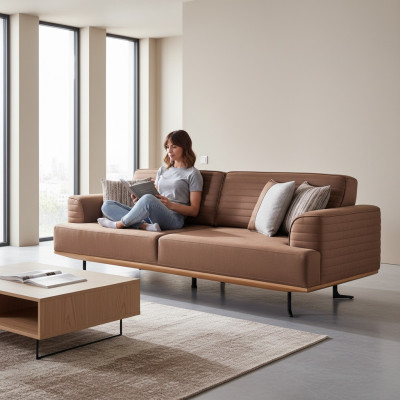 Elegantes Braunes Dreisitzer-Sofa mit Modern Design für Wohnzimmer