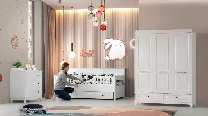 luxuriös Komplett Jugendzimmer Luxus Kinderzimmer Set 3tlg Weiß Farbe