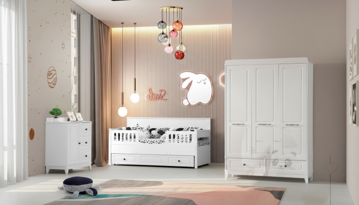 luxuriös Komplett Jugendzimmer Luxus Kinderzimmer Set 3tlg Weiß Farbe
