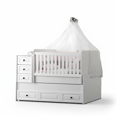 Luxuriöses weißes Babybett Stilvoll Holzbett für das Kinderzimmer neu
