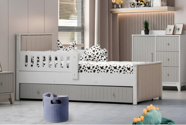 Praktisches Kinderbett Grau Farbe für süße Schlummerstunden Luxuriös