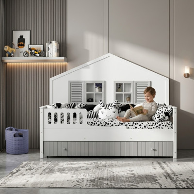 Modernes Kinderbett Grau Farbe Luxuriös Design Möbel für die Kleinsten
