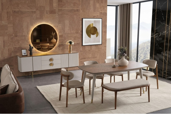  Perfekte Esszimmer Set Von Esstisch 4x Stühle nrichte Spiegel Bank 8tlg.